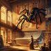 This scene portrays Arachne in her human form, with subtle spider-like features, engaged in weaving a magnificent tapestry. The tapestry features various gods and heroes, showcasing her exceptional skill. The setting is an ancient Greek workshop, complete with classical architecture and weaving tools. The warm lighting highlights Arachne and her intricate work, symbolizing the beginning of her transformation.