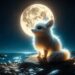 The Carbuncle is seen as a contemplative figure, sitting on a rocky shore under the full moon. Its luminous fur creates a stark contrast against the dark, starry night, and its eyes, reflective and thoughtful, seem to mirror the moon's light. This serene and peaceful depiction highlights the creature's deep connection with nature and the celestial bodies.