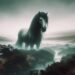 Depicted wandering through a foggy moor with sparse vegetation and rocky outcrops, the Nuggle's sinister and elusive nature is highlighted by the atmospheric moorland setting.