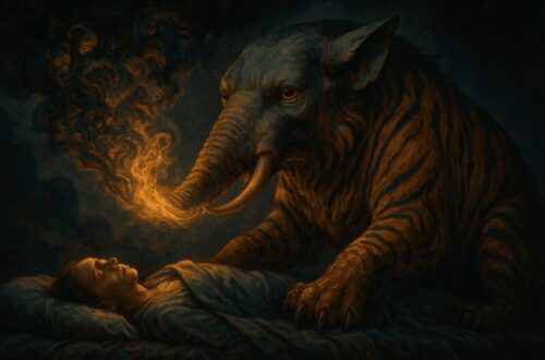 Illustration of a Baku devouring nightmares